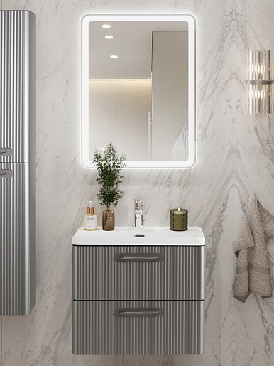 BelBagno Тумба с раковиной Due 50 подвесная Сатин ручки Сатиновый никель – фотография-12